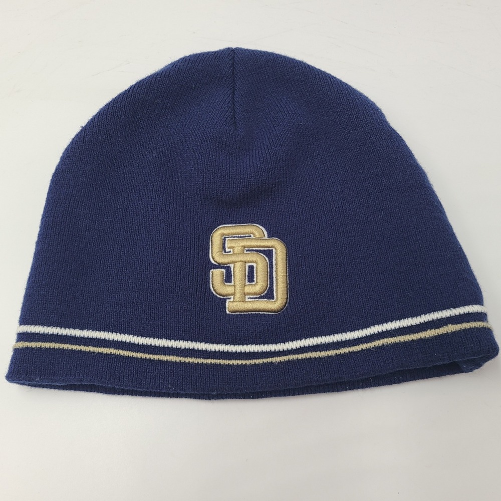 Vintage San Diego Padres Hat Beanie New Era Blue White Gold MLB Stocking Cap Men
